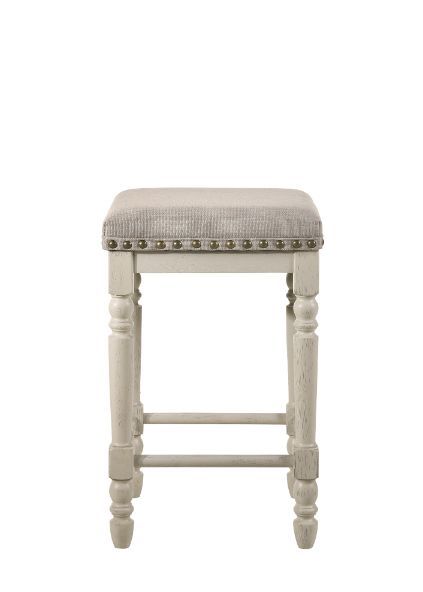 Tasnim - Stool (Set of 2) - Tan Fabric & Antique White Finish Sacramento Furniture Store Furniture store in Sacramento