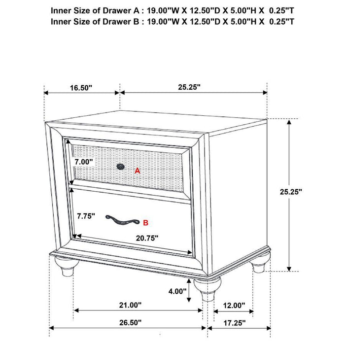 Barzini - 2-drawer Nightstand Sacramento Furniture Store Furniture store in Sacramento