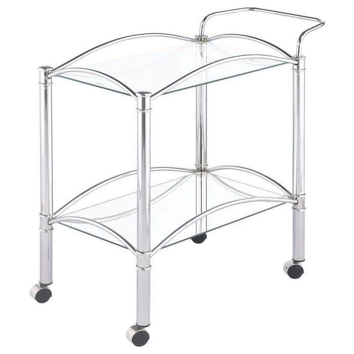 Shadix - 2-Tier Serving Cart With Glass Top - Chrome And Clear Sacramento Furniture Store Furniture store in Sacramento