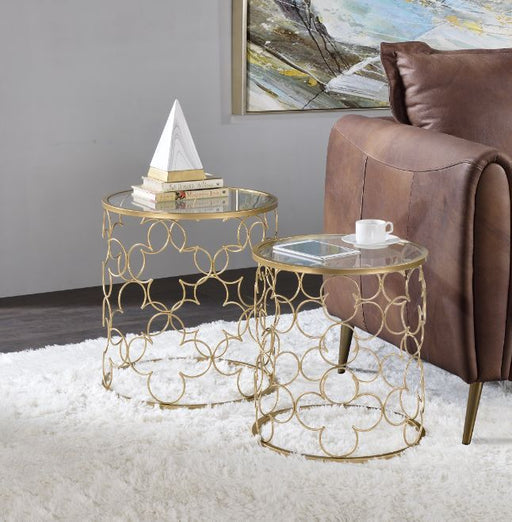 Flowie - Coffee Table (2 Piece) - Clear Glass & Gold Finish Sacramento Furniture Store Furniture store in Sacramento
