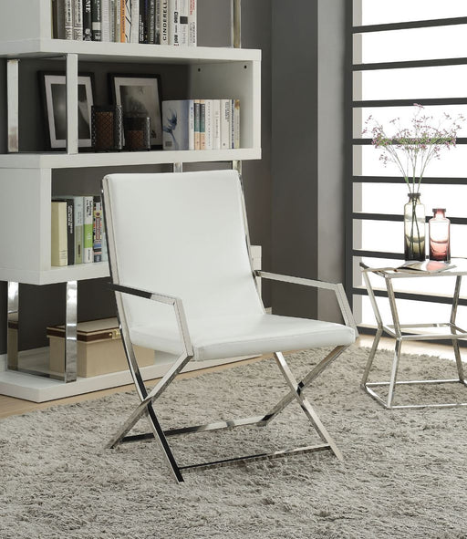 Rafael - Accent Chair - White PU & Stainless Steel - 35" Sacramento Furniture Store Furniture store in Sacramento