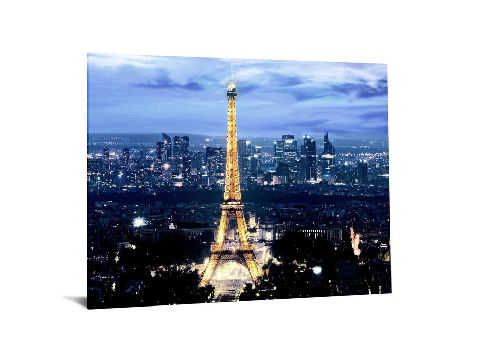 Floating Tempered Glass With Foil Eiffel Tower - Blue