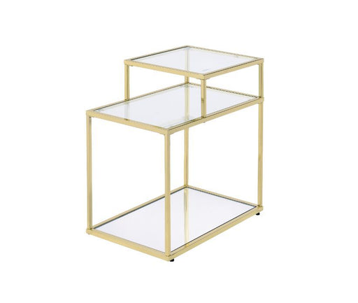 Uchenna - Accent Table - Clear Glass & Gold Finish - 23" Sacramento Furniture Store Furniture store in Sacramento