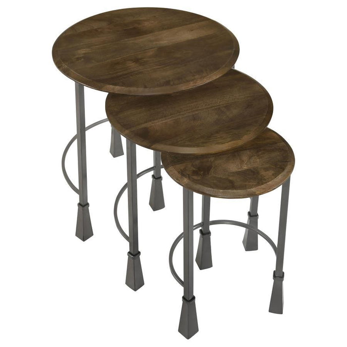 Deja - 3 Piece Round Nesting Table - Natural And Gunmetal Sacramento Furniture Store Furniture store in Sacramento