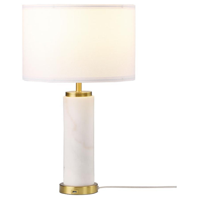 Lucius - Drum Shade Bedside Table Lamp - White And Gold Sacramento Furniture Store Furniture store in Sacramento