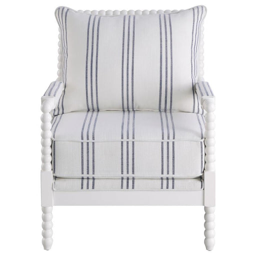 Blanchett - Upholstered Accent Chair With Spindle Accent - White And Navy Sacramento Furniture Store Furniture store in Sacramento