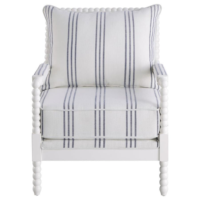 Blanchett - Upholstered Accent Chair With Spindle Accent - White And Navy Sacramento Furniture Store Furniture store in Sacramento