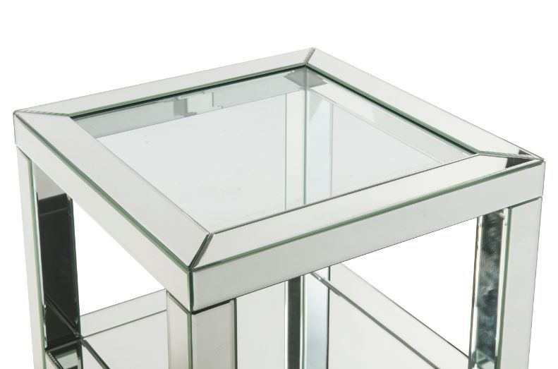 Noralie - End Table With Glass Top - Mirrored & Faux Diamonds - 24" Sacramento Furniture Store Furniture store in Sacramento