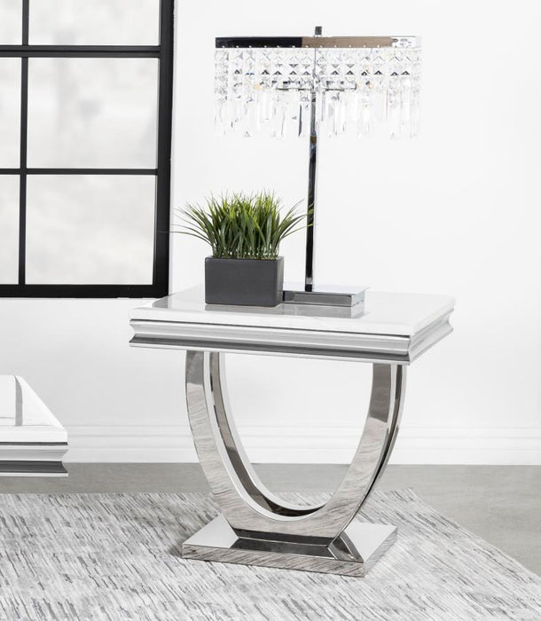 Kerwin - U-Base Square End Table - White And Chrome Sacramento Furniture Store Furniture store in Sacramento