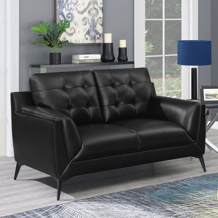 Moira - Upholstered Tufted Loveseat With Track Arms - Black Sacramento Furniture Store Furniture store in Sacramento