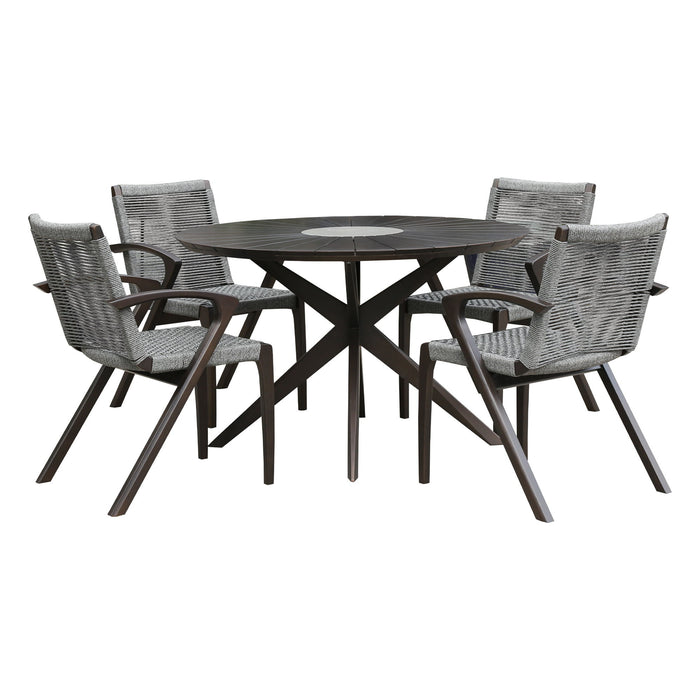 Oasis - And Brielle Outdoor 5 Piece Dark Dining Set - Eucalyptus / Concrete