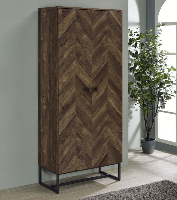 Carolyn - 2-Door Accent Cabinet - Rustic Oak And Gunmetal - Wood Sacramento Furniture Store Furniture store in Sacramento