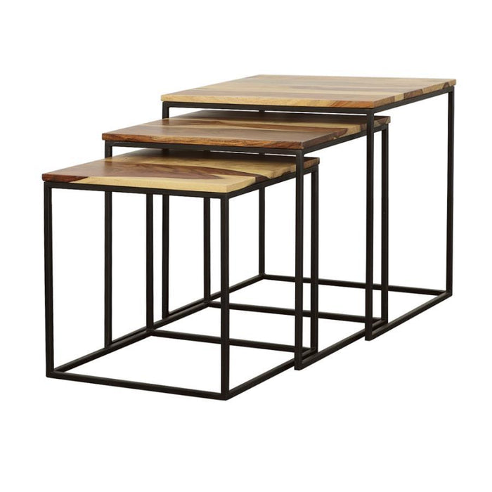 Belcourt - 3 Piece Square Nesting Tables - Natural And Black Sacramento Furniture Store Furniture store in Sacramento