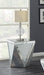 Amore - Square End Table With Triangle Detailing - Silver And Clear Mirror Sacramento Furniture Store Furniture store in Sacramento