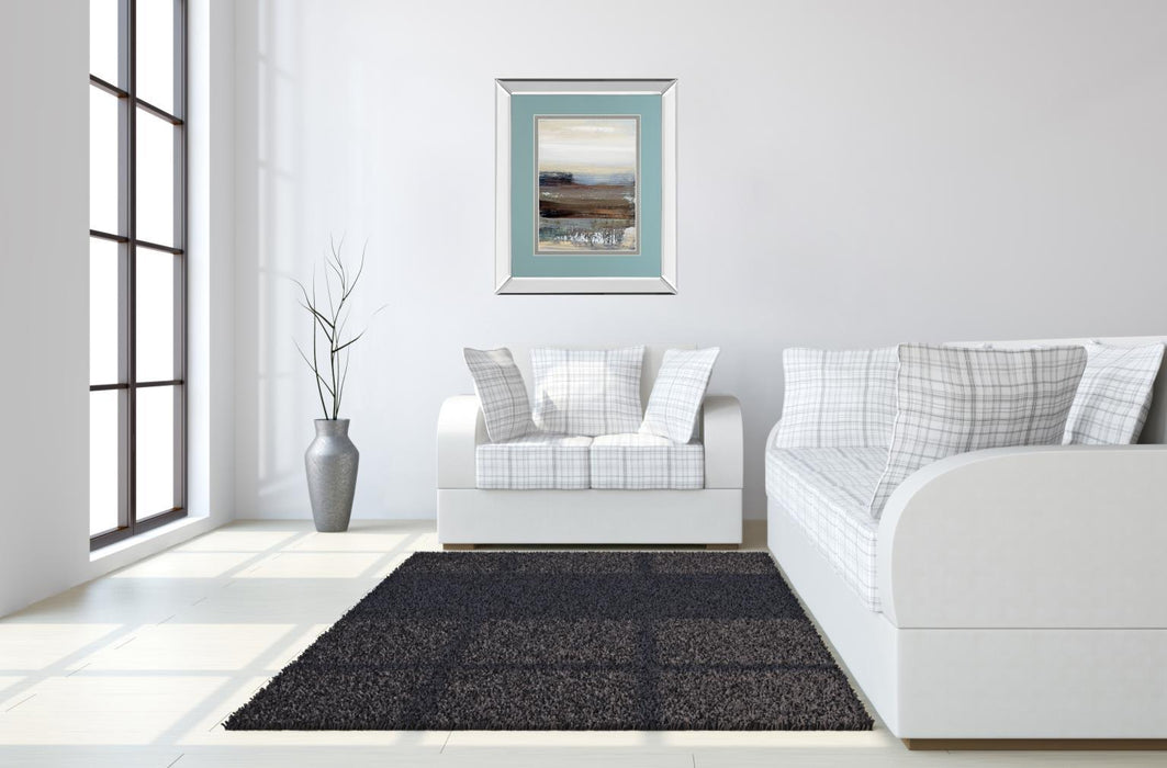 Hint Of Blue By Aerial Snow - Mirror Framed Print Wall Art - Dark Brown