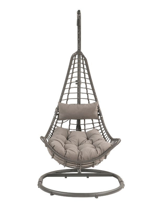 Uzae - Patio Swing Chair - Gray Fabric & Charcaol Wicker Sacramento Furniture Store Furniture store in Sacramento