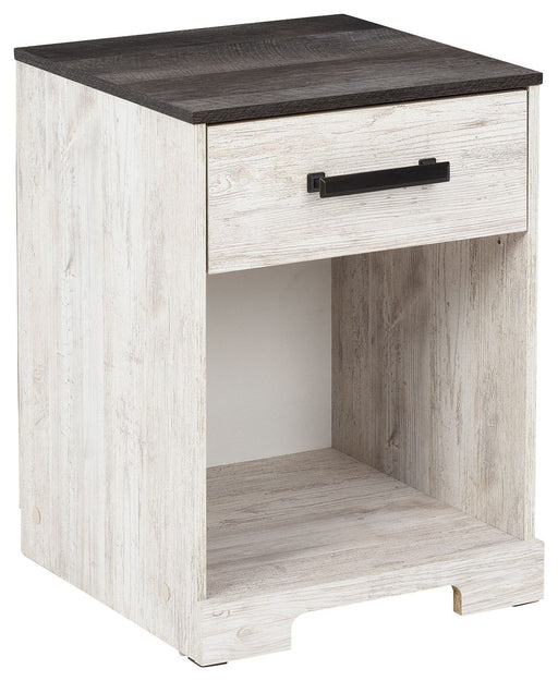 Shawburn - White / Black / Gray - One Drawer Night Stand - Open Cubby Sacramento Furniture Store Furniture store in Sacramento