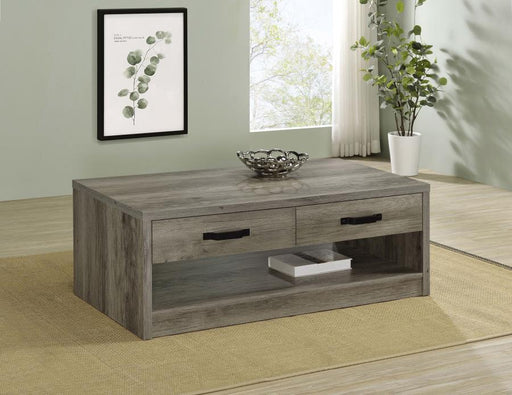 Felix - 2-Drawer Rectangular Engineered Wood Coffee Table - Gray Driftwood Sacramento Furniture Store Furniture store in Sacramento