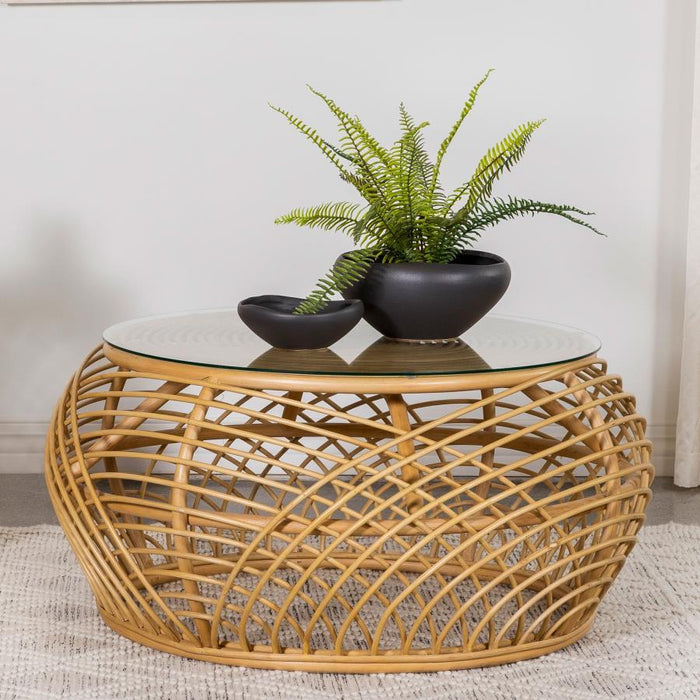 Dahlia - Round Woven Rattan Coffee Table - Natural Sacramento Furniture Store Furniture store in Sacramento