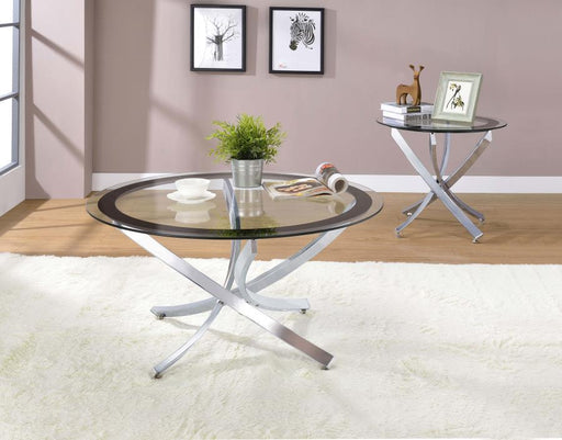 Brooke - Glass Top End Table - Chrome And Black Sacramento Furniture Store Furniture store in Sacramento