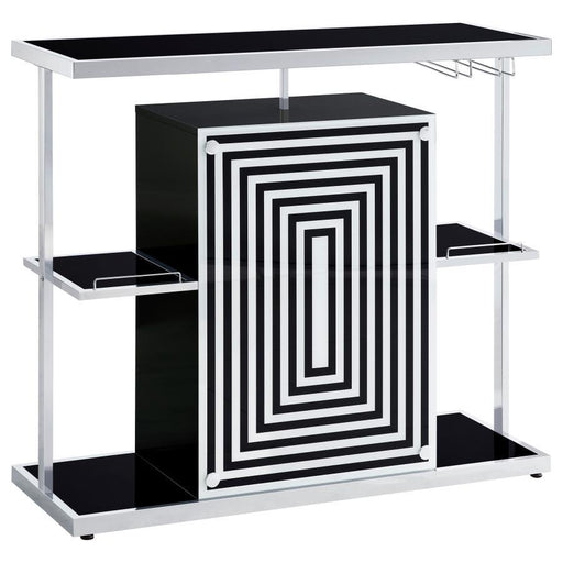 Zinnia - 2-Tier Bar Unit - Glossy Black And White Sacramento Furniture Store Furniture store in Sacramento