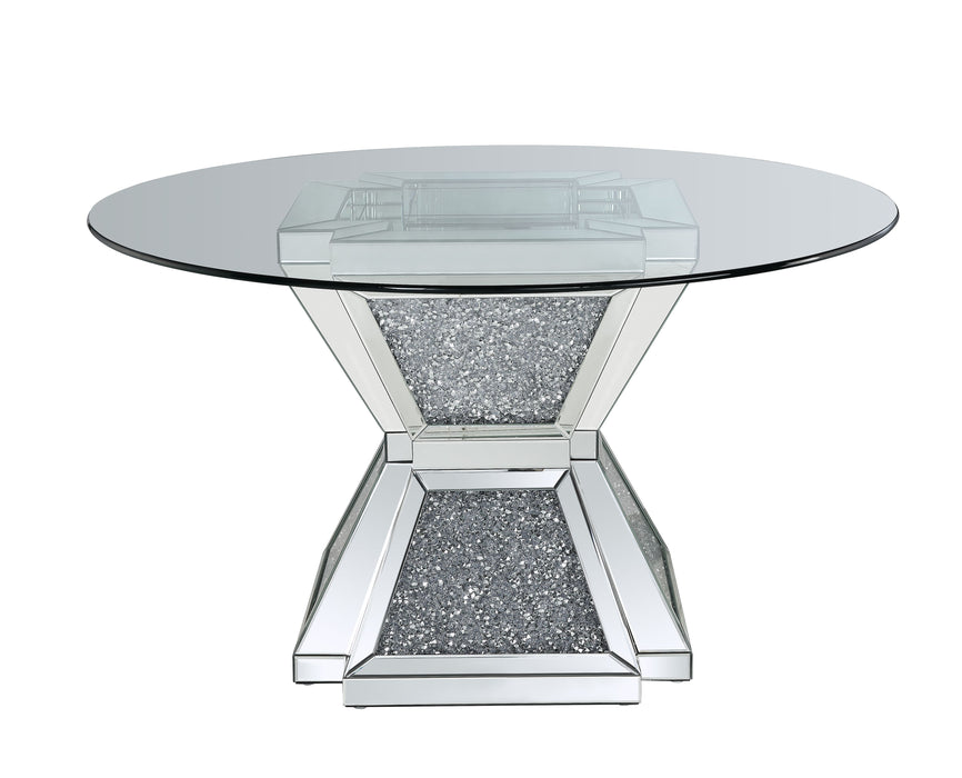 Noralie - Dining Table - Clear Glass, Mirrored & Faux Diamonds - 31" Sacramento Furniture Store Furniture store in Sacramento