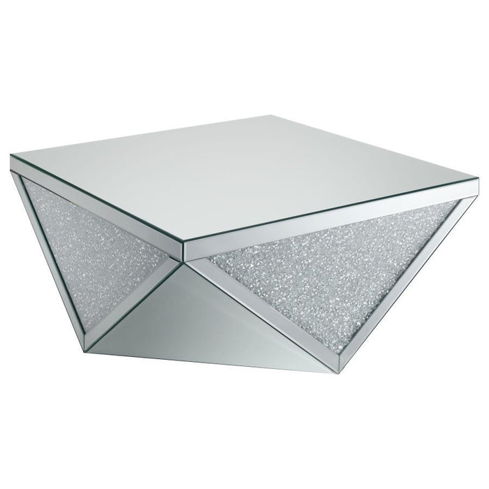 Amore - Square Mirrored Acrylic Crystal Coffee Table - Silver