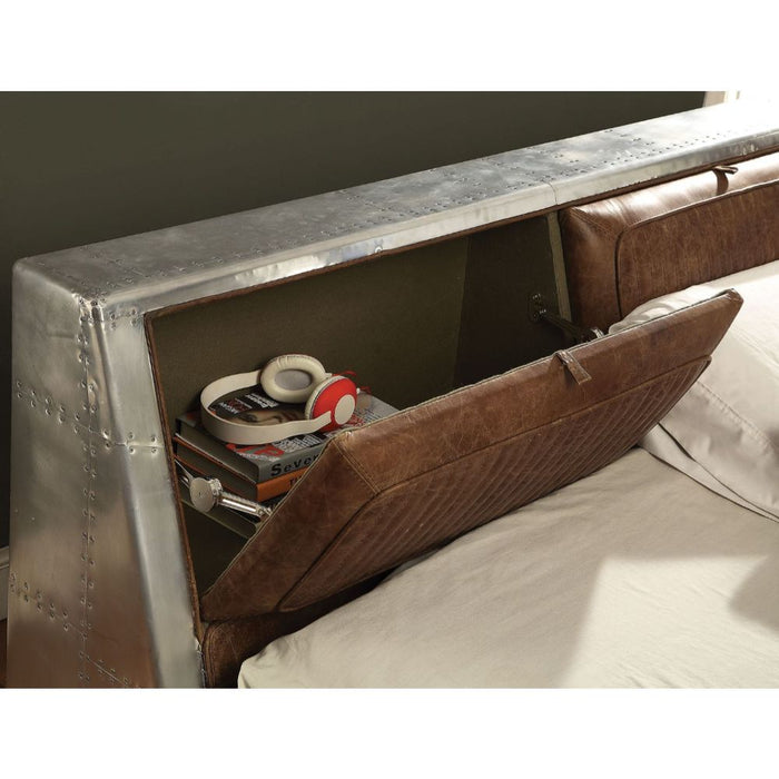 Brancaster - Queen Bed - Retro Brown Top Grain Leather & Aluminum Sacramento Furniture Store Furniture store in Sacramento