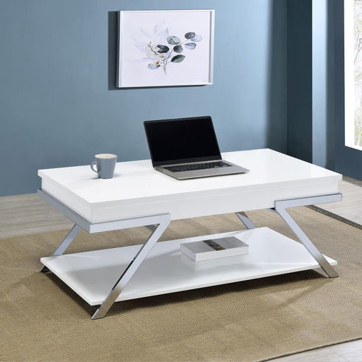 Marcia - Lift Top Coffee Table - White High Gloss Sacramento Furniture Store Furniture store in Sacramento