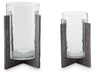 Garekton - Clear / Pewter Finish - Candle Holder Set (Set of 2) Sacramento Furniture Store Furniture store in Sacramento