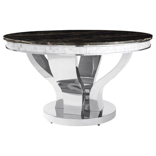 Anchorage - Round Dining Table - Chrome And Black Sacramento Furniture Store Furniture store in Sacramento