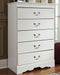 Anarasia - White - Five Drawer Chest Sacramento Furniture Store Furniture store in Sacramento