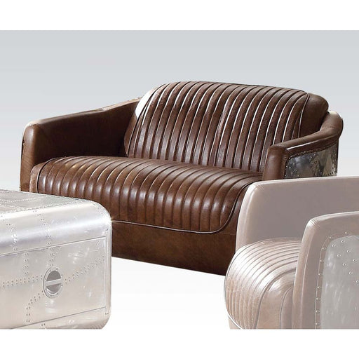 Brancaster - Loveseat - Retro Brown Top Grain Leather & Aluminum Sacramento Furniture Store Furniture store in Sacramento