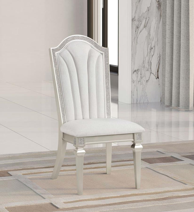 Evangeline - Upholstered Dining Side Chair With Faux Diamond Trim (Set of 2) - Ivory And Silver Oak Sacramento Furniture Store Furniture store in Sacramento