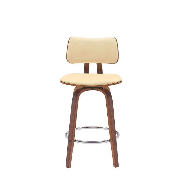 Pico - Swivel Walnut Wood Faux Leather Stool