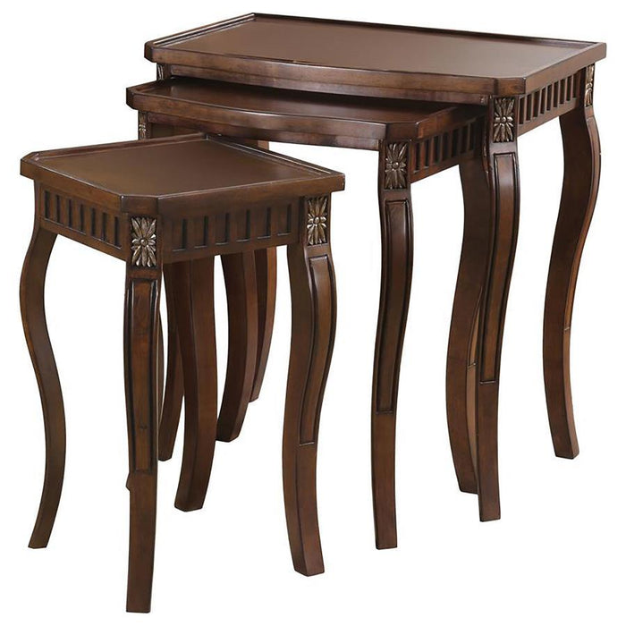 Daphne - 3 Piece Rectangular Wood Nesting Table Set - Warm Brown