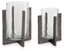 Garekton - Clear / Pewter Finish - Candle Holder Set (Set of 2) Sacramento Furniture Store Furniture store in Sacramento