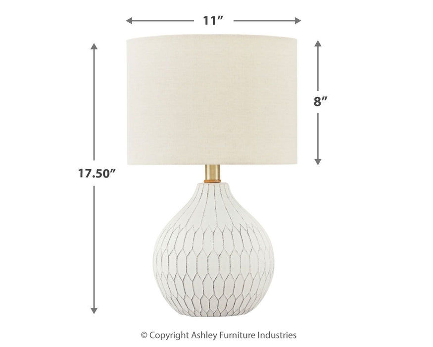 Wardmont - White - Ceramic Table Lamp Sacramento Furniture Store Furniture store in Sacramento