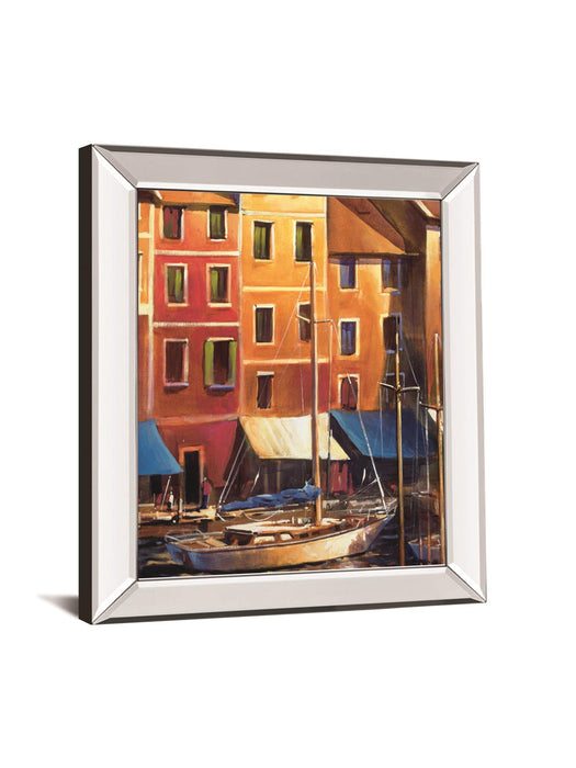 Portofino Waterfall By D'Toole, M - Mirror Framed Print Wall Art - Orange