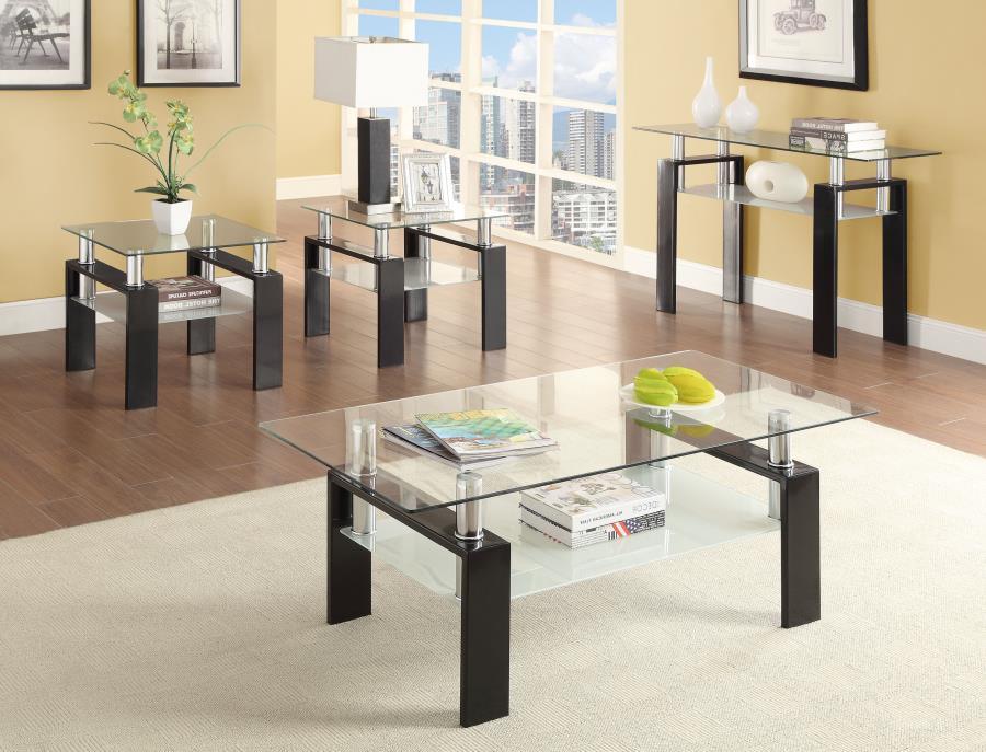 Dyer - Tempered Glass End Table With Shelf - Black Sacramento Furniture Store Furniture store in Sacramento