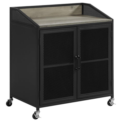 Arlette - Wine Cabinet With Wire Mesh Doors - Gray Wash And Sandy Black Sacramento Furniture Store Furniture store in Sacramento