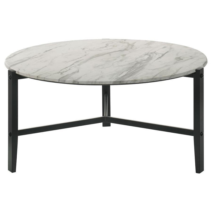 Tandi - Round Coffee Table Faux Marble - White And Black Sacramento Furniture Store Furniture store in Sacramento