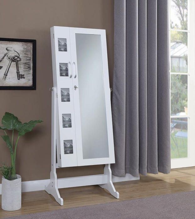 Doyle - Jewelry Cheval Mirror With Picture Frames - White Sacramento Furniture Store Furniture store in Sacramento