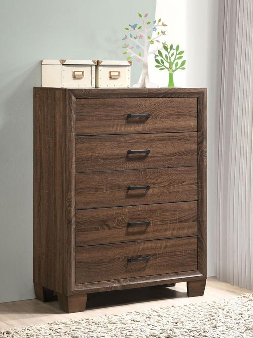 Brandon - 5-Drawer Chest - Medium WArm - Brown Sacramento Furniture Store Furniture store in Sacramento