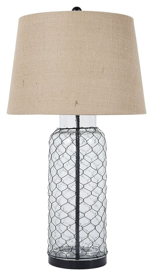 Sharmayne - White - Glass Table Lamp - Wrapped With Wire Sacramento Furniture Store Furniture store in Sacramento