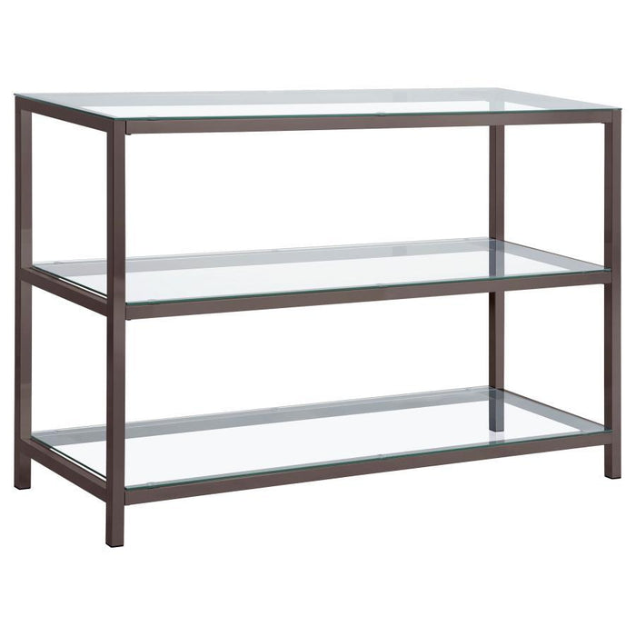 Trini - Sofa Table With Glass Shelf - Black Nickel Sacramento Furniture Store Furniture store in Sacramento