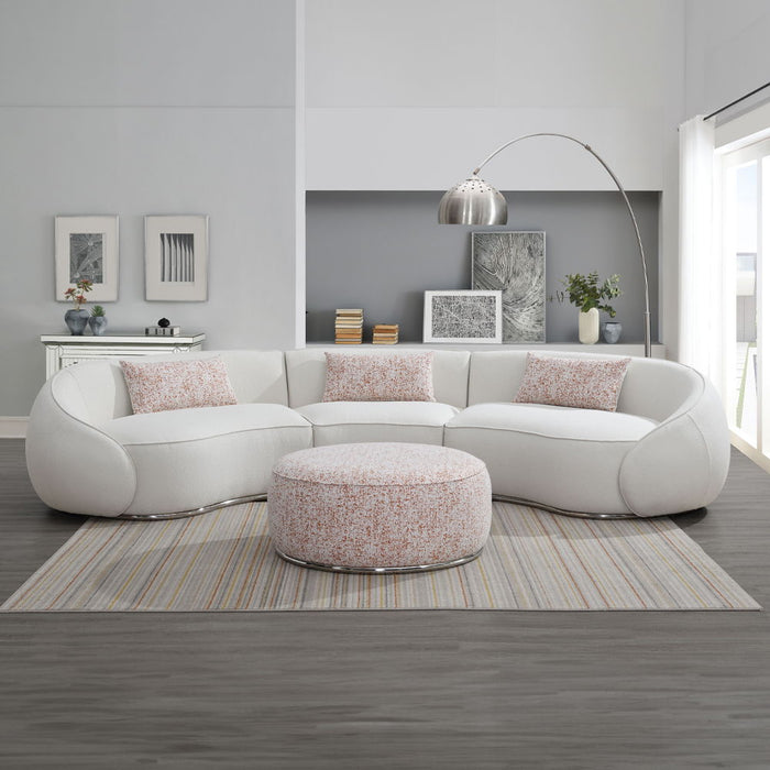 Sahara - Sectional Sofa With 3 Pillows - Beige Boucle