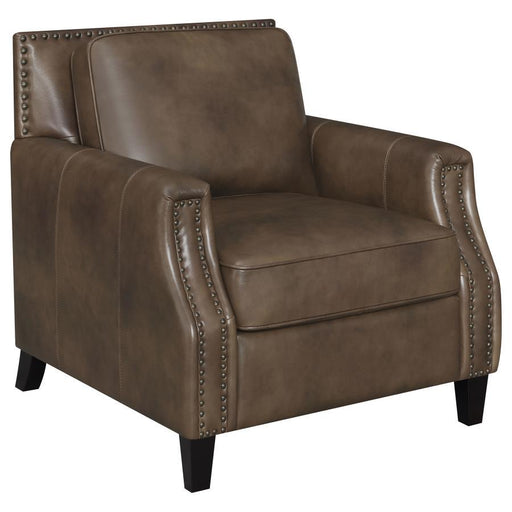 Leaton - Upholstered Recessed Arm Chair - Brown Sugar Sacramento Furniture Store Furniture store in Sacramento