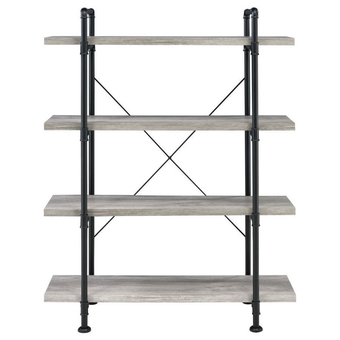 Delray - 4-Tier Open Shelving Bookcase - Gray Driftwood And Black Sacramento Furniture Store Furniture store in Sacramento