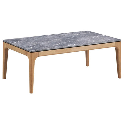 Polaris - Rectangular Coffee Table With Marble-Like Top - Teramo And Light Oak Sacramento Furniture Store Furniture store in Sacramento